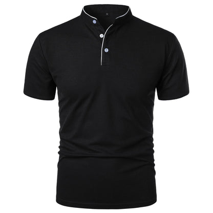T-shirt Col Montant Homme —Coupe Décontractée, Tissu Respirant
