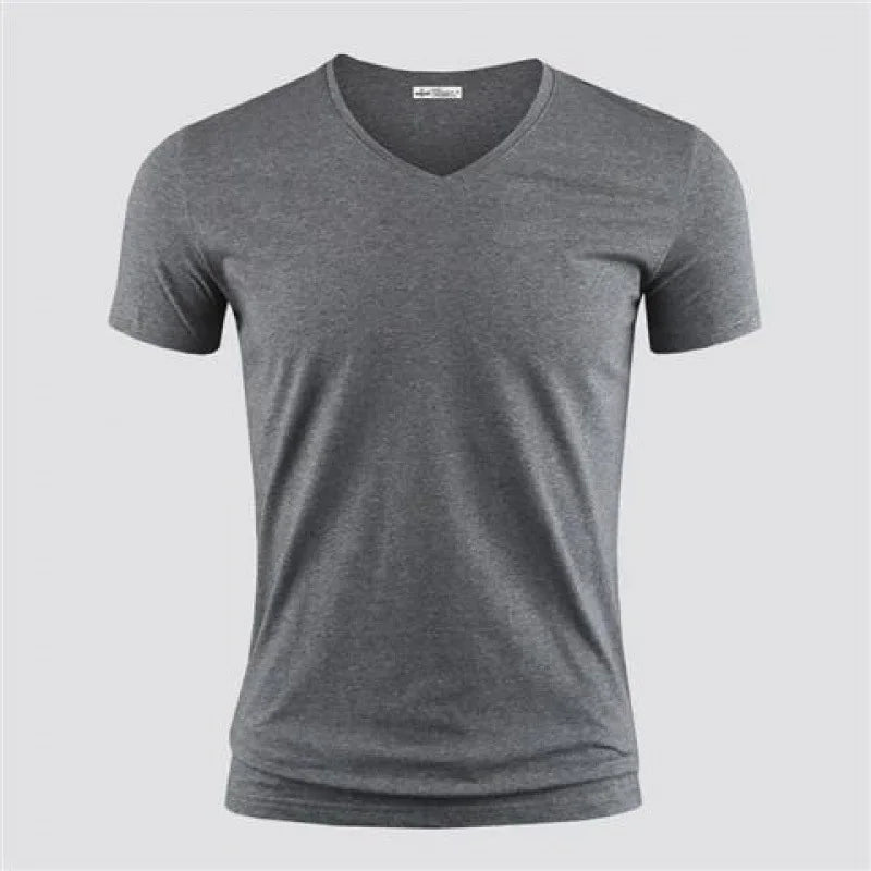T-shirt Homme Col V ou Col Rond — Slim Fit, Couleur Unie, Séchage Rapide