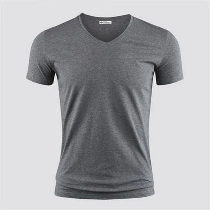 T-shirt Homme Col V ou Col Rond — Slim Fit, Couleur Unie, Séchage Rapide