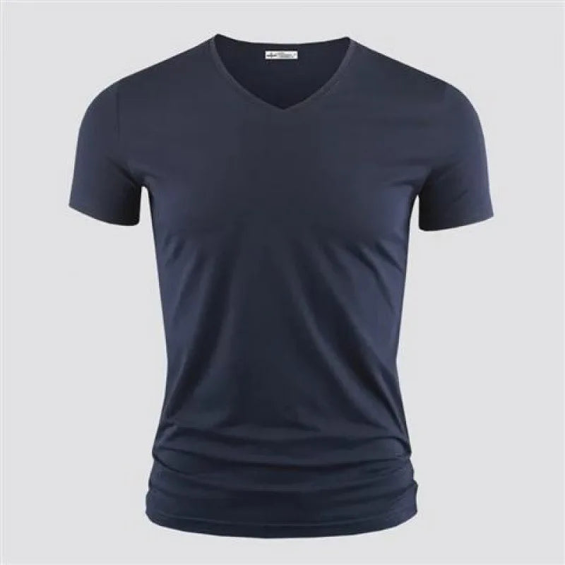 T-shirt Homme Col V ou Col Rond — Slim Fit, Couleur Unie, Séchage Rapide