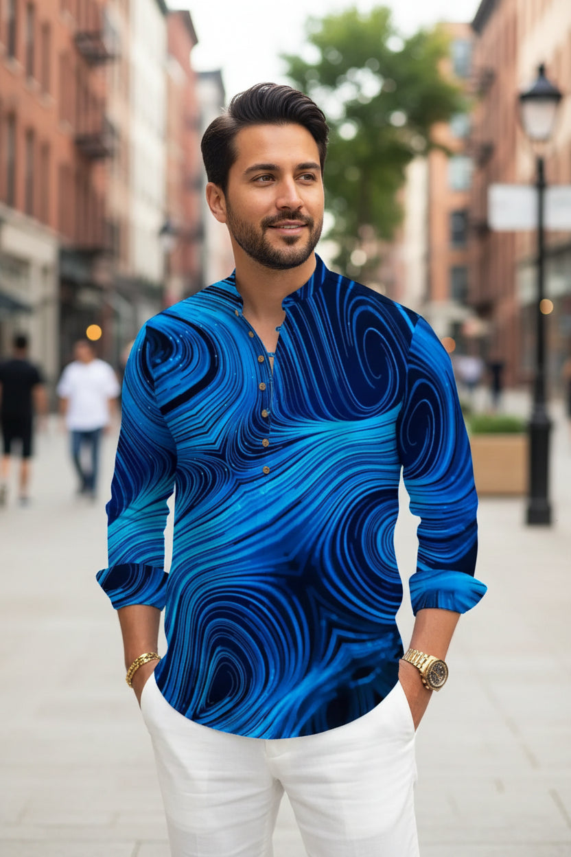 Chemise Homme Lin & Fibre de Bambou / Manches Longues / Style Streetwear Décontracté