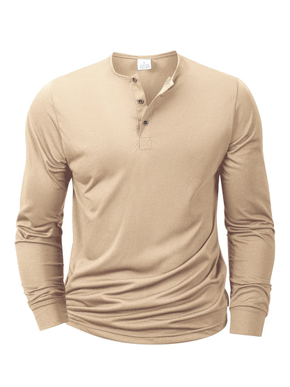 T-shirt Henley Homme Manches Longues — Coupe Décontractée, Tissu Doux & Respirant
