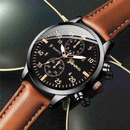 Montre avec un cadran style arabe vintage, bracelet en cuir,   4 pieces (sans boîte)