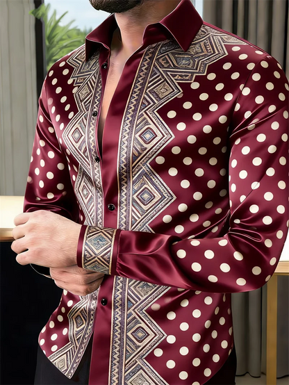 Chemise Homme Imprimé Pois Dorés 3D / Manches Longues / 11 Coloris / Style Luxe