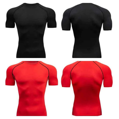 T-shirt de Compression Homme Manches Courtes — Rashguard Séchage Rapide, Running & Sport