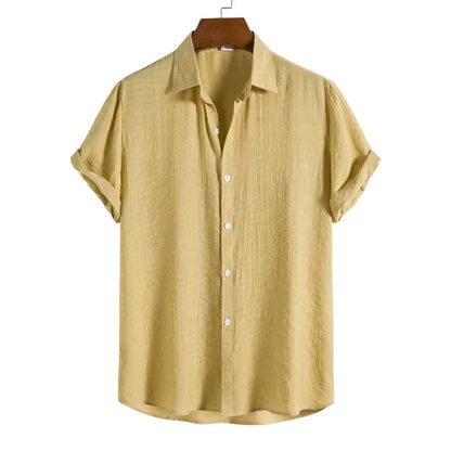 Chemise Homme Manches Courtes en Coton Stretch — Coupe Décontractée, Légère & Respirante