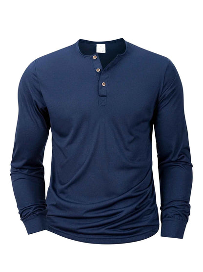 T-shirt Henley Homme Manches Longues — Coupe Décontractée, Tissu Doux & Respirant
