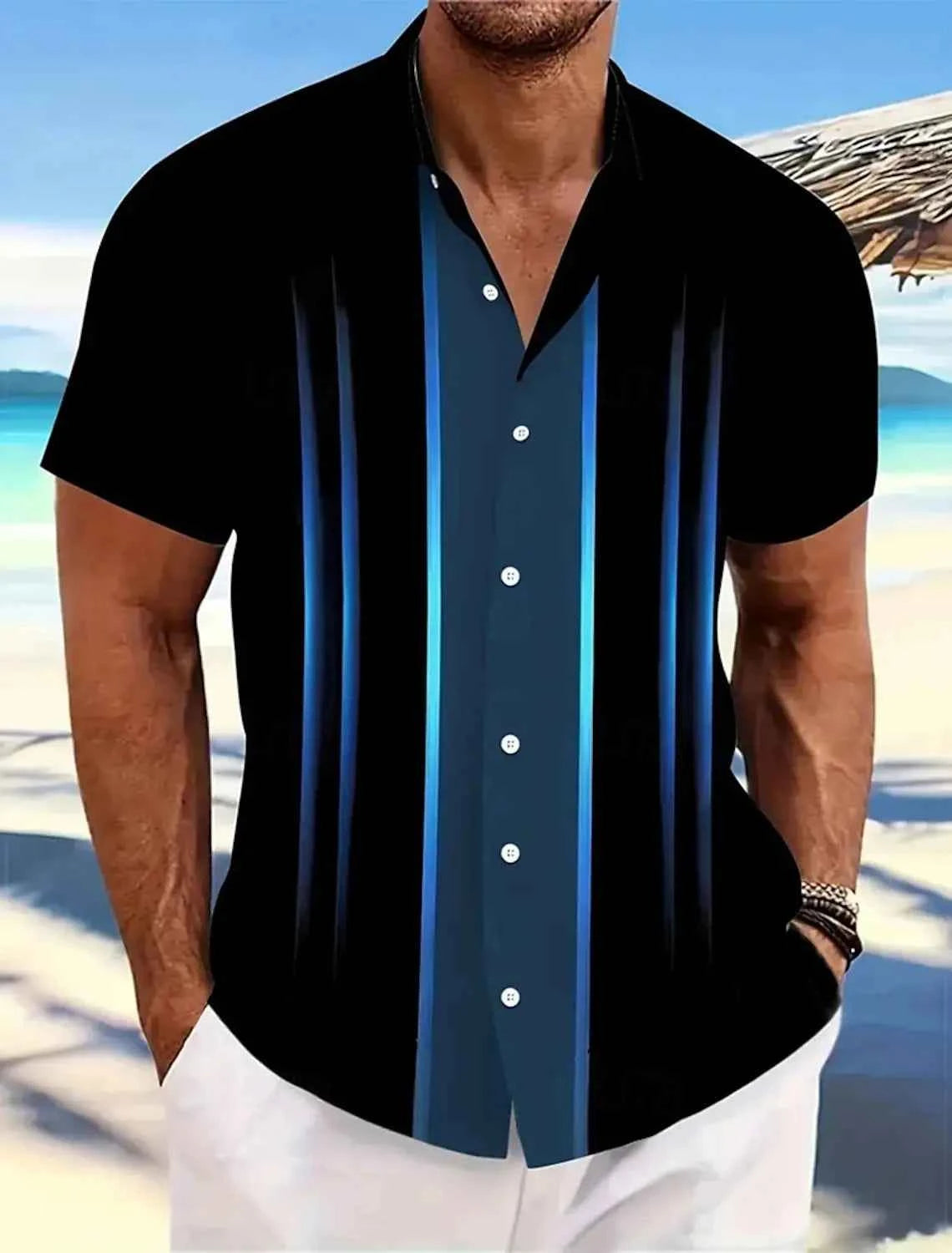 Chemise Homme Imprimé Géométrique / Manches Courtes