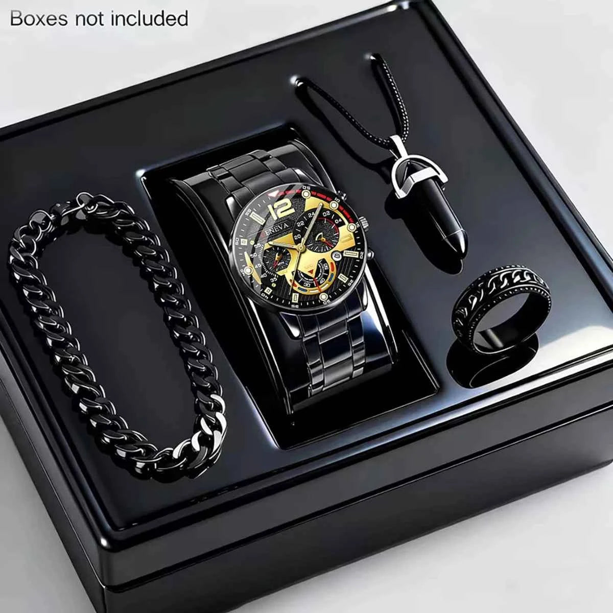 Montre pour homme  avec cadran décoratif à trois aiguilles, montres fantaisie style affaire (sans boîte)