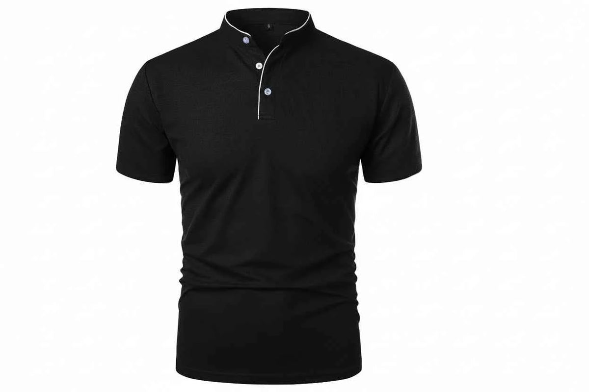 T-shirt Col Montant Homme —Coupe Décontractée, Tissu Respirant