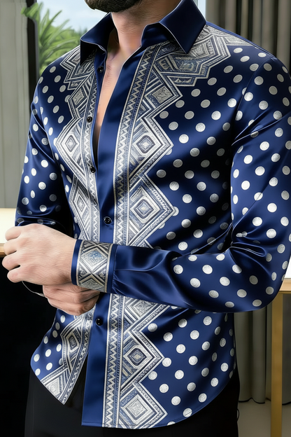Chemise Homme Imprimé Pois Dorés 3D / Manches Longues / 11 Coloris / Style Luxe