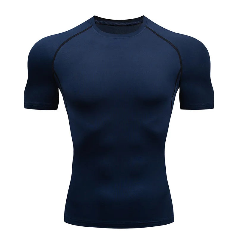 T-shirt de Compression Homme Manches Courtes — Rashguard Séchage Rapide, Running & Sport