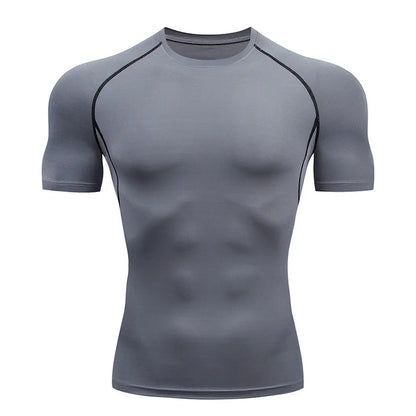 T-shirt de Compression Homme Manches Courtes — Rashguard Séchage Rapide, Running & Sport