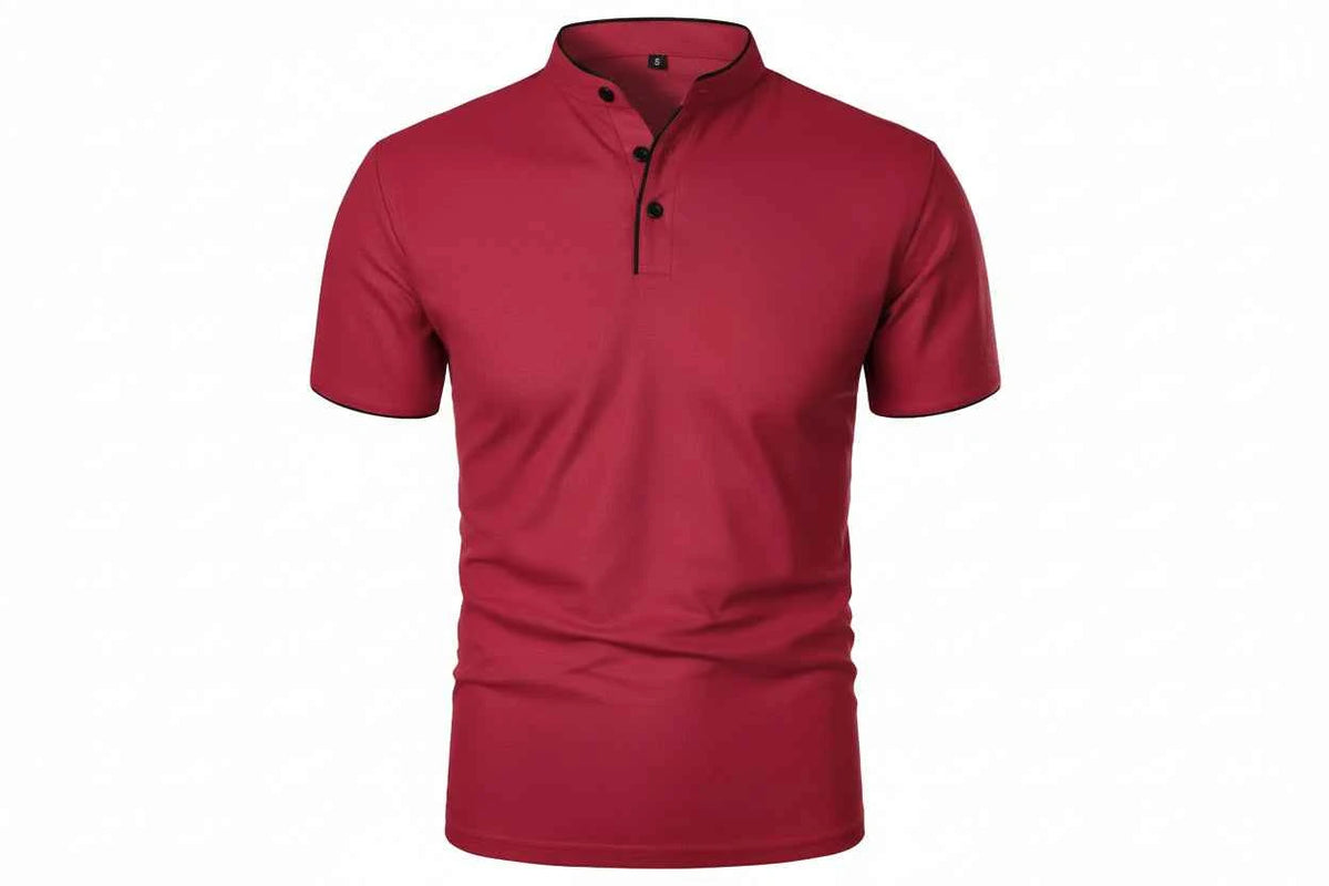 T-shirt Col Montant Homme —Coupe Décontractée, Tissu Respirant