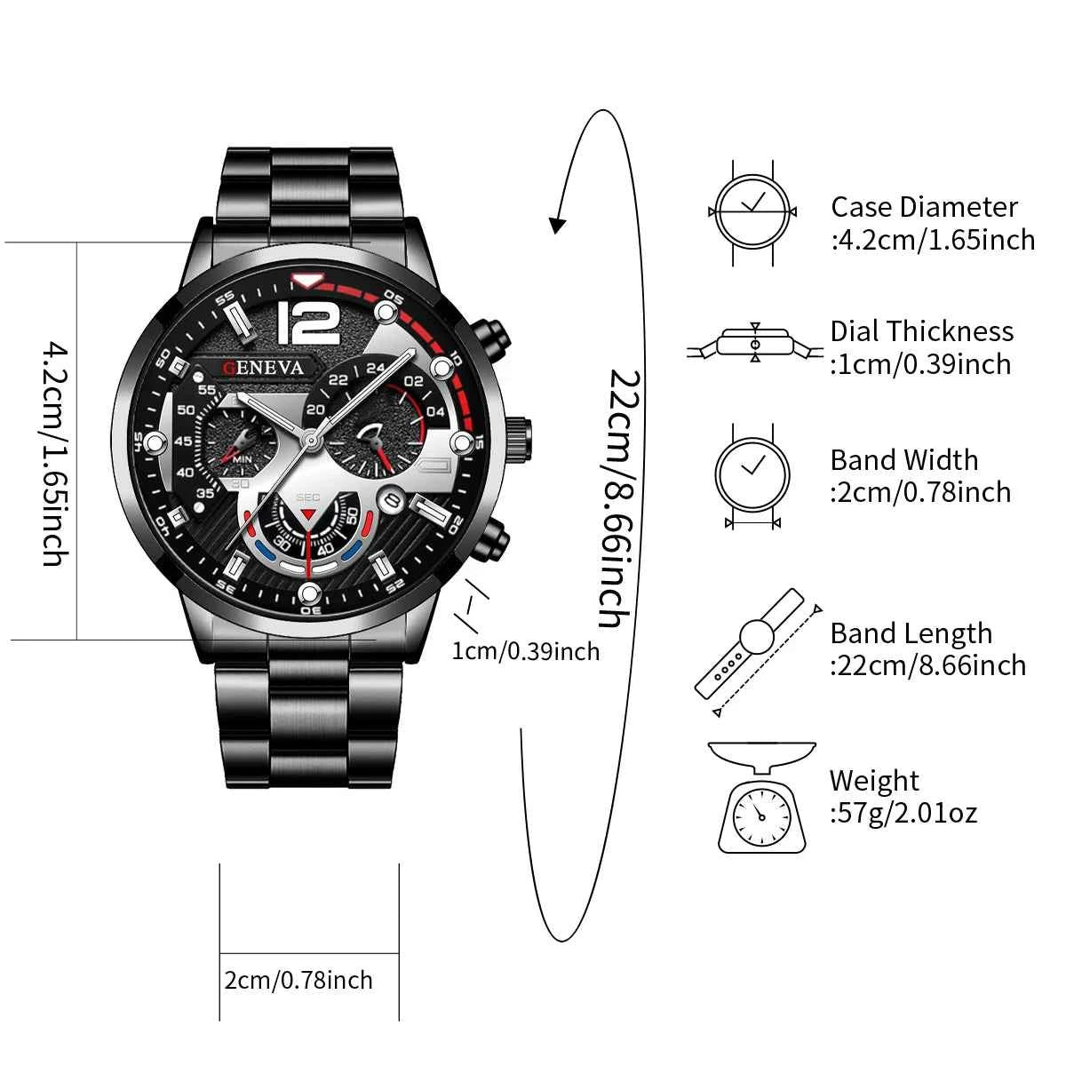 Montre pour homme  avec cadran décoratif à trois aiguilles, montres fantaisie style affaire (sans boîte)