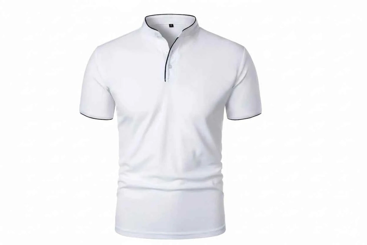 T-shirt Col Montant Homme —Coupe Décontractée, Tissu Respirant