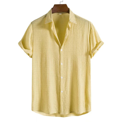 Chemise Homme Manches Courtes en Coton Stretch — Coupe Décontractée, Légère & Respirante