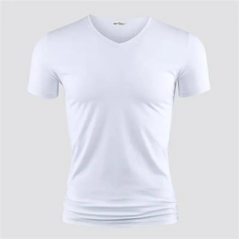 T-shirt Homme Col V ou Col Rond — Slim Fit, Couleur Unie, Séchage Rapide