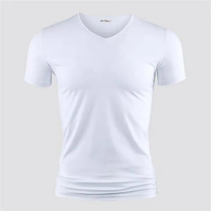 T-shirt Homme Col V ou Col Rond — Slim Fit, Couleur Unie, Séchage Rapide