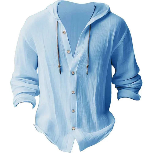 Cardigan à Capuche Homme en Coton & Lin — Overshirt Léger Printemps/Automne