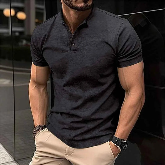 T-shirt Henley Homme    Manches Courtes 3 Boutons Sport & Casual