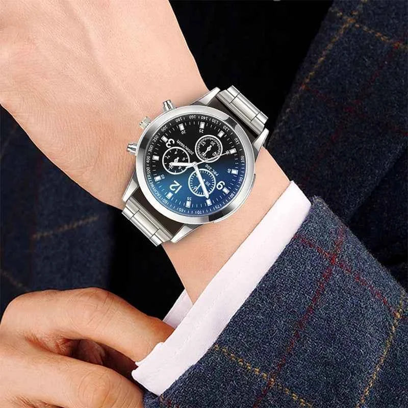 Montres style affaires fantaisie pour hommes, avec Bracelet en acier, mode (boîte non incluse)