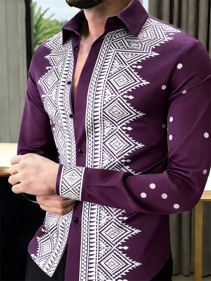 Chemise Homme Imprimé Pois Dorés 3D / Manches Longues / 11 Coloris / Style Luxe