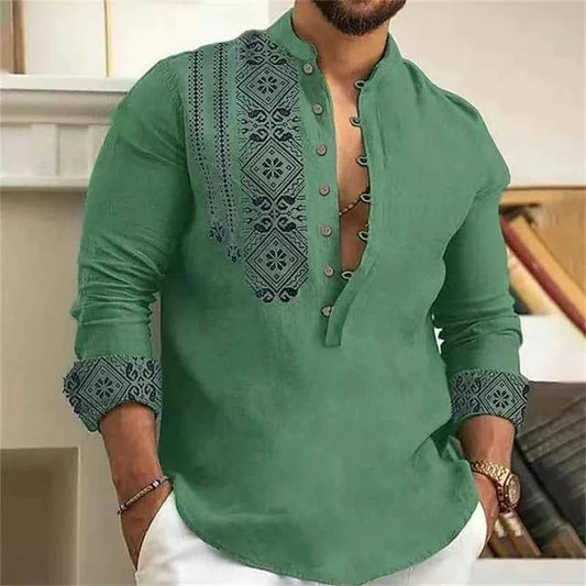 Chemise Homme Fleurie Imprimé 3D / Manches Longues / Style Vintage Streetwear