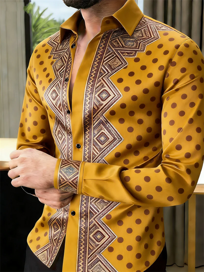 Chemise Homme Imprimé Pois Dorés 3D / Manches Longues / 11 Coloris / Style Luxe