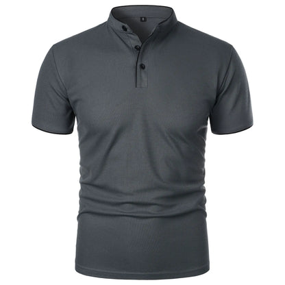 T-shirt Col Montant Homme —Coupe Décontractée, Tissu Respirant