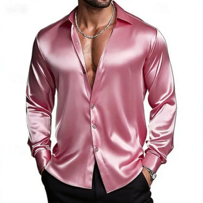 Chemise Satin Homme              Col Classique, Coupe Élégante