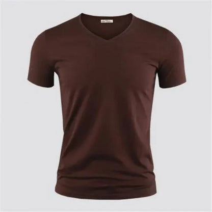 T-shirt Homme Col V ou Col Rond — Slim Fit, Couleur Unie, Séchage Rapide