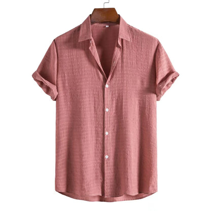 Chemise Homme Manches Courtes en Coton Stretch — Coupe Décontractée, Légère & Respirante
