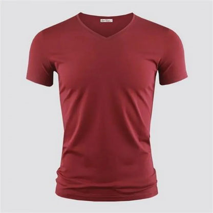 T-shirt Homme Col V ou Col Rond — Slim Fit, Couleur Unie, Séchage Rapide