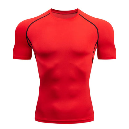 T-shirt de Compression Homme Manches Courtes — Rashguard Séchage Rapide, Running & Sport