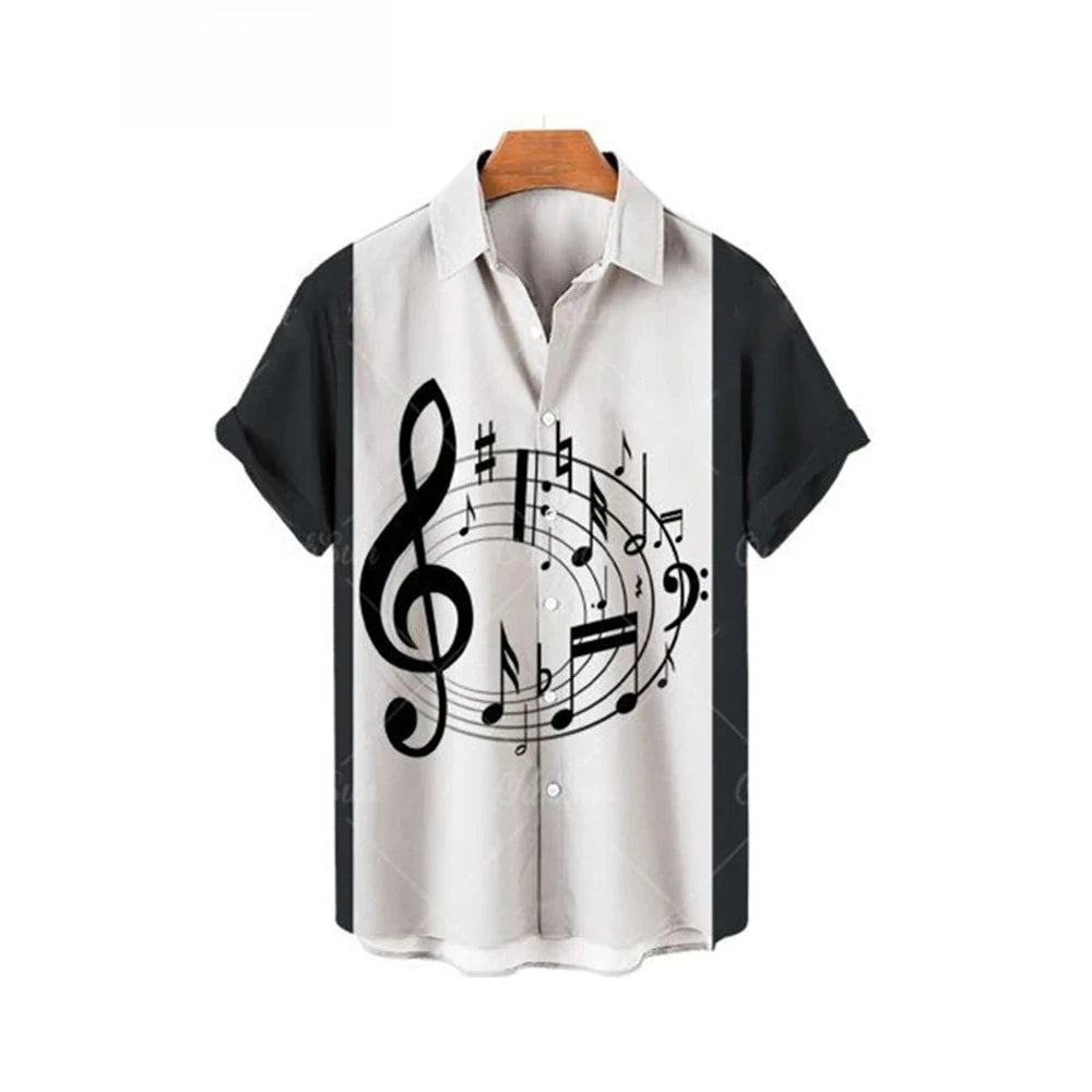 T-shirt Oversize Unisexe Rayures & Notes de Musique — Style Hip-Hop Streetwear