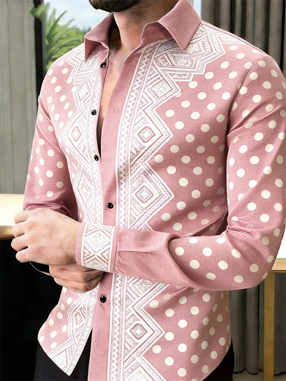 Chemise Homme Imprimé Pois Dorés 3D / Manches Longues / 11 Coloris / Style Luxe