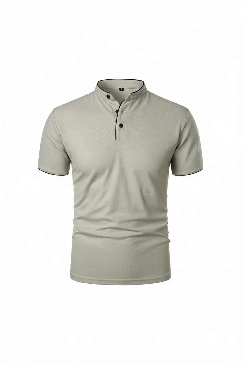T-shirt Col Montant Homme —Coupe Décontractée, Tissu Respirant