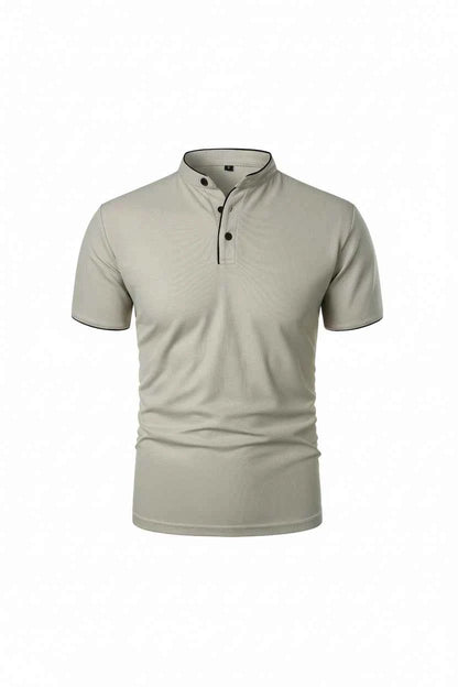 T-shirt Col Montant Homme —Coupe Décontractée, Tissu Respirant