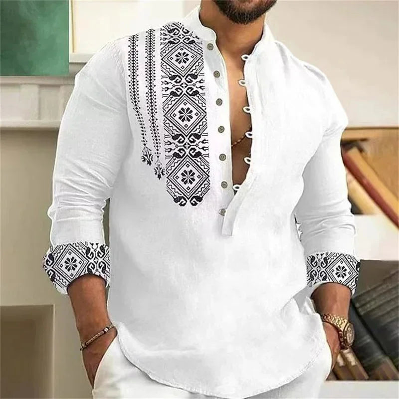 Chemise Homme Fleurie Imprimé 3D / Manches Longues / Style Vintage Streetwear