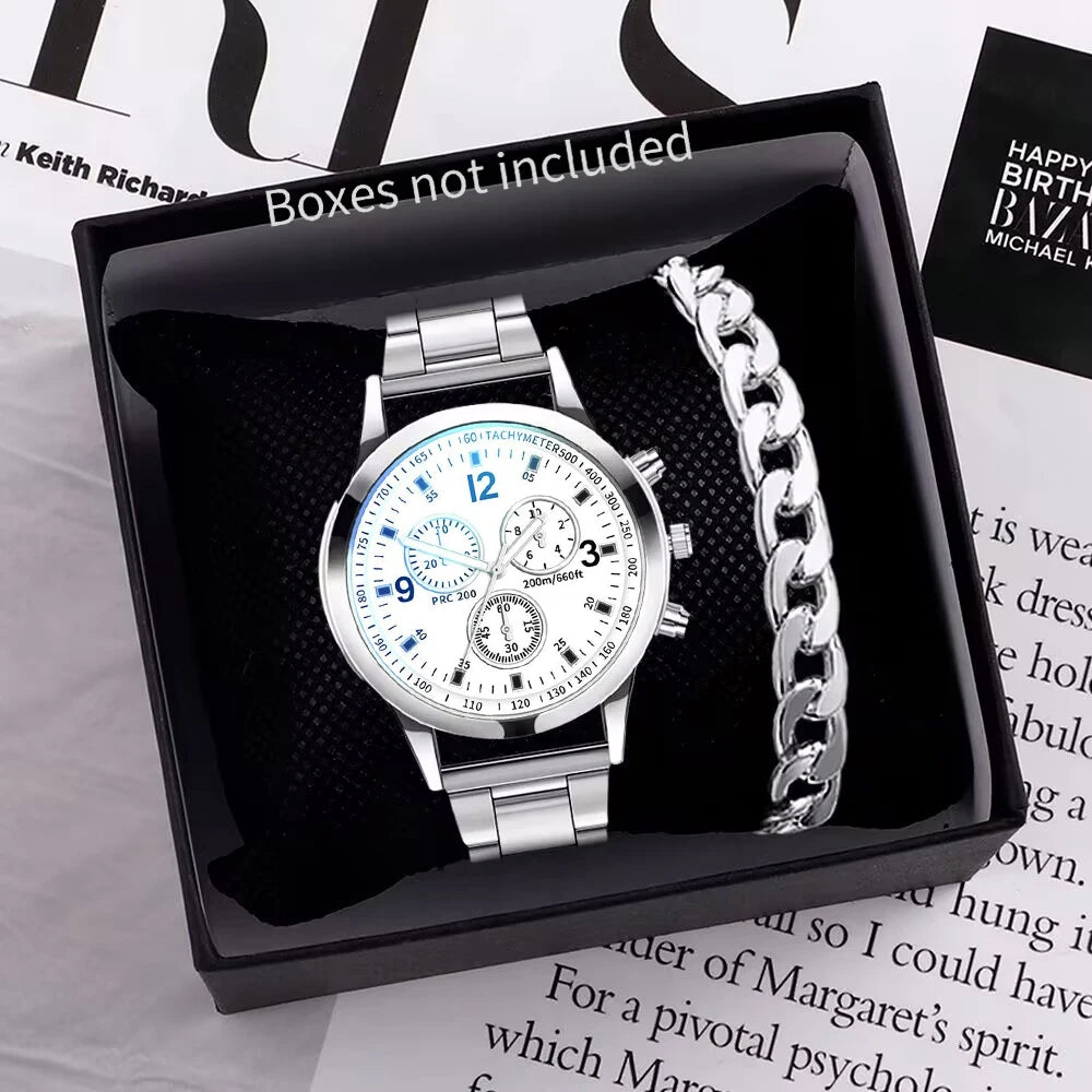 Montres style affaires fantaisie pour hommes, avec Bracelet en acier, mode (boîte non incluse)