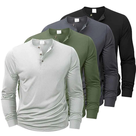 T-shirt Henley Homme Manches Longues — Coupe Décontractée, Tissu Doux & Respirant