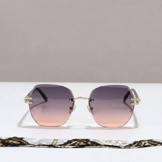 Lunettes de soleil carrées style Carrera / Verres dégradés       bleu & beige