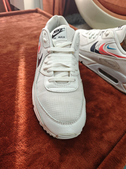 Nike Air Max 90 "Multi Swoosh"  Blanc / Cramoisi — UK 11 / EU 46