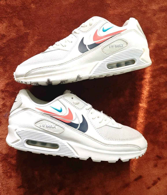 Nike Air Max 90 "Multi Swoosh"  Blanc / Cramoisi — UK 11 / EU 46