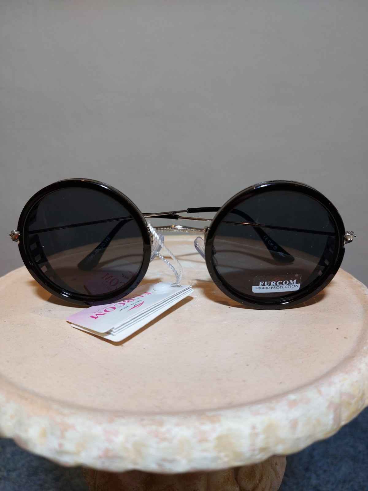 😎 Lunettes de soleil Furcom🖤rondes noires unisexe, style vintage/steampunk 😎