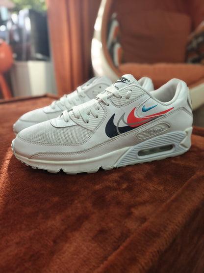 Nike Air Max 90 "Multi Swoosh"  Blanc / Cramoisi — UK 11 / EU 46