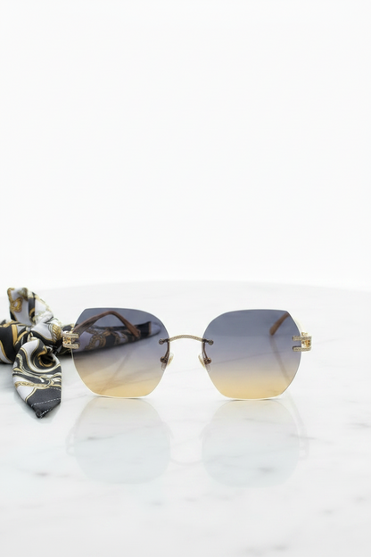 Lunettes de soleil carrées style Carrera / Verres dégradés       (bleu & beige)